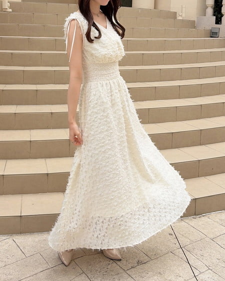 INGNI(イング) ジャガードフリンジワンピース アイボリー