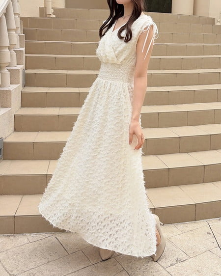 INGNI(イング) ジャガードフリンジワンピース アイボリー