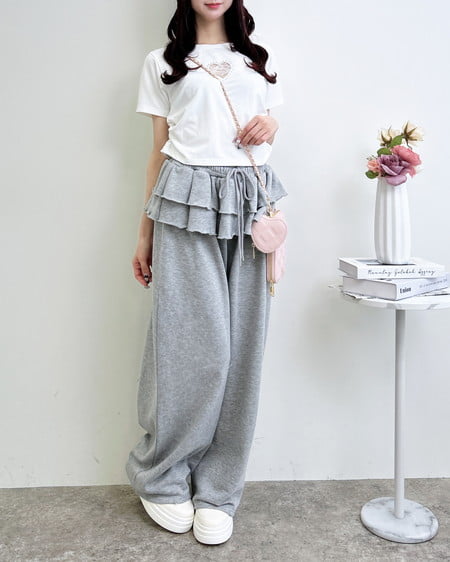 INGNI(イング) フリルスウェットパンツ グレー