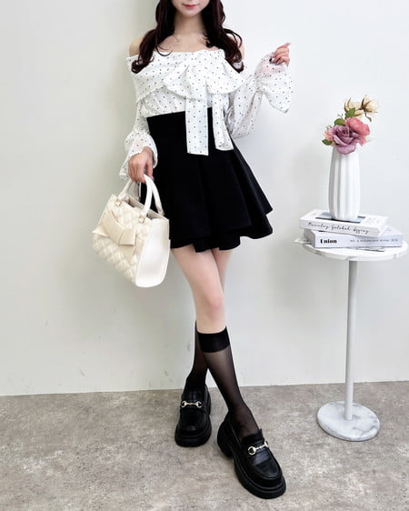 INGNI(イング) シアーオフショルリボンブラウス オフホワイト/ドット