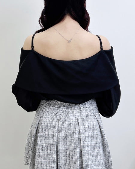 INGNI(イング) シアーオフショルリボンブラウス クロ