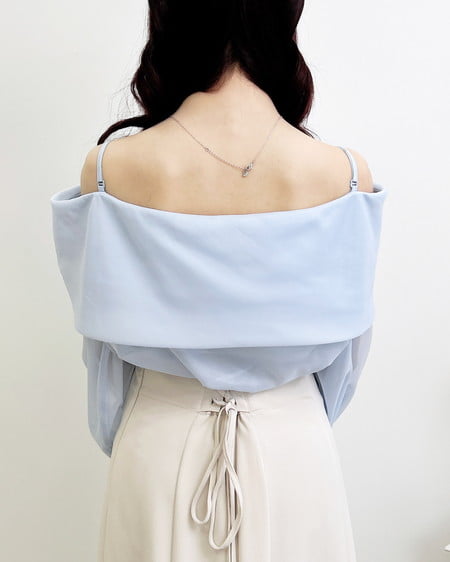 INGNI(イング) シアーオフショルリボンブラウス サックス