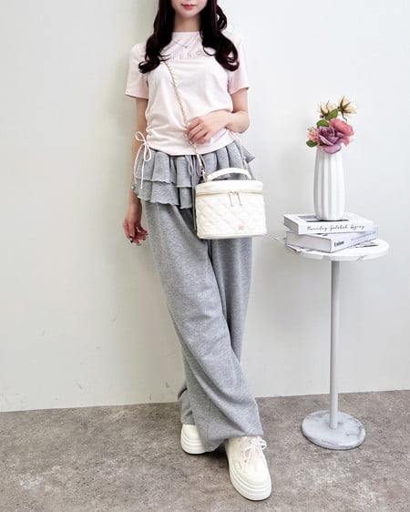 INGNI(イング) フリルスウェットパンツ グレー