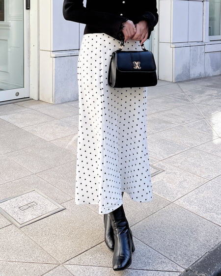 INGNI(イング) バックレースアップマーメイドスカート オフクロ/ドット