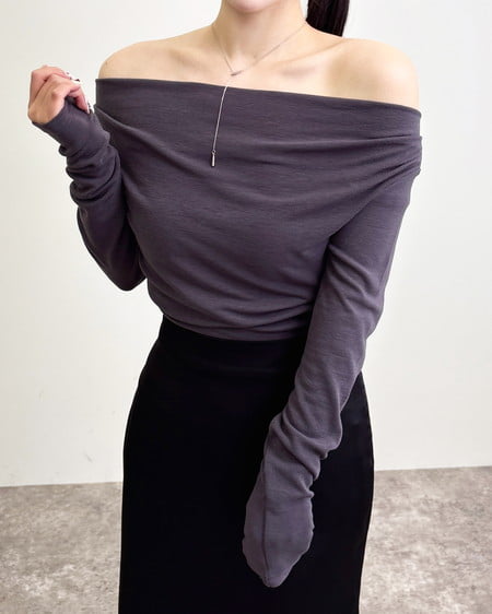 INGNI(イング) ギャザードレープトップス チャコールグレー