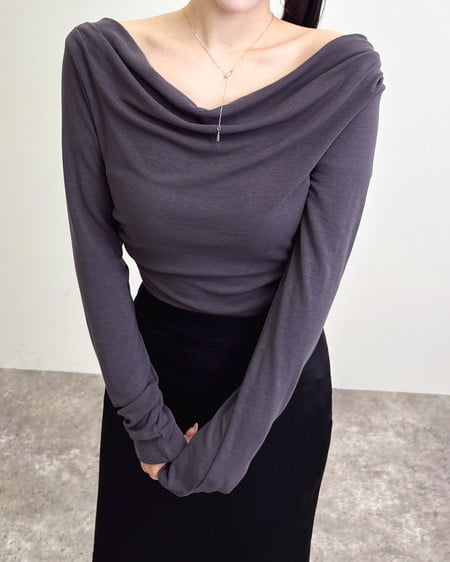 INGNI(イング) ギャザードレープトップス チャコールグレー