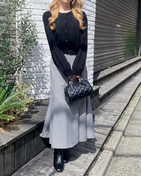 INGNI(イング) バックレースアップマーメイドスカート クロ/ギンガム