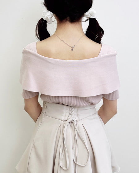 INGNI(イング) リボンオフショル半袖ニット ピンク