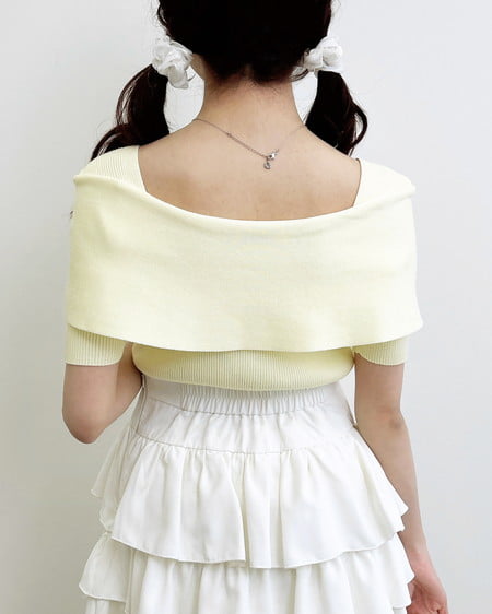 INGNI(イング) リボンオフショル半袖ニット イエロー