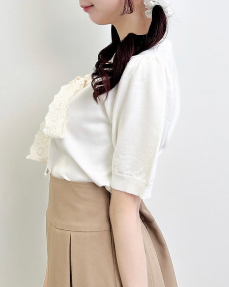 INGNI(イング) レースボウタイ半袖ニット アイボリー