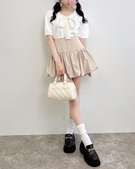 INGNI(イング) レースボウタイ半袖ニット アイボリー