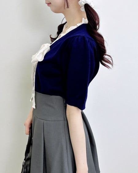 INGNI(イング) レースボウタイ半袖ニット コン