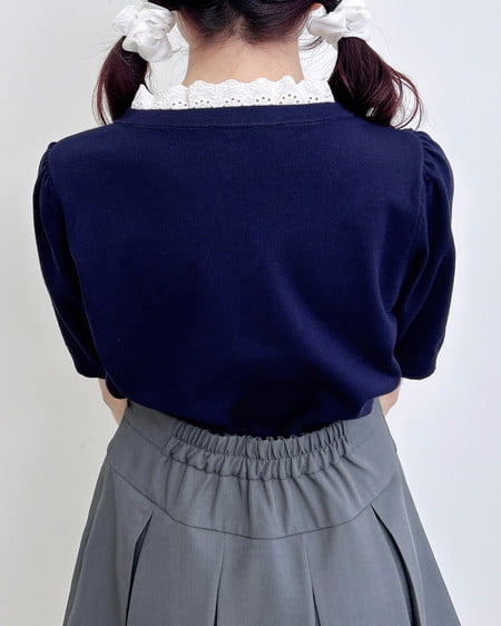 INGNI(イング) レースボウタイ半袖ニット コン