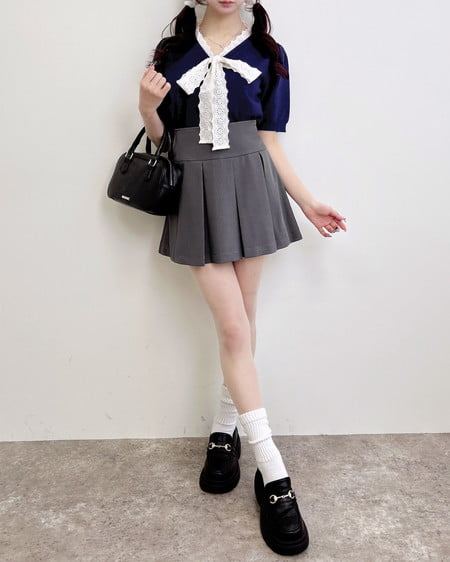 INGNI(イング) レースボウタイ半袖ニット コン