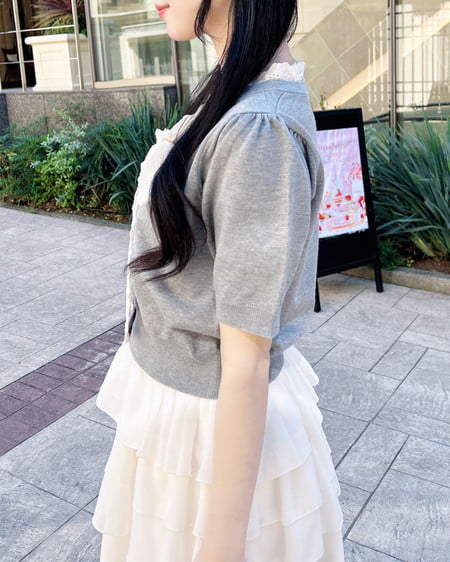 INGNI(イング) レースボウタイ半袖ニット グレー