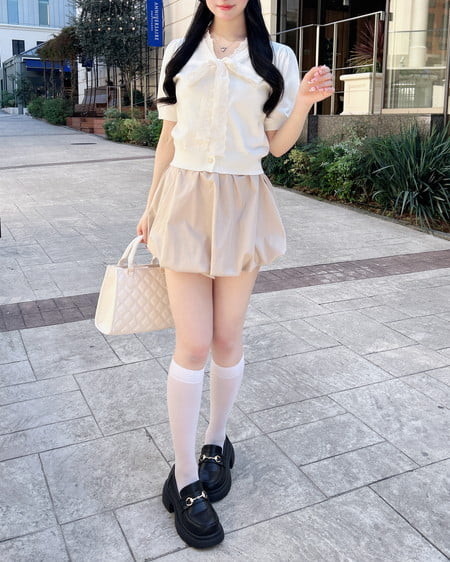 INGNI(イング) レースボウタイ半袖ニット アイボリー