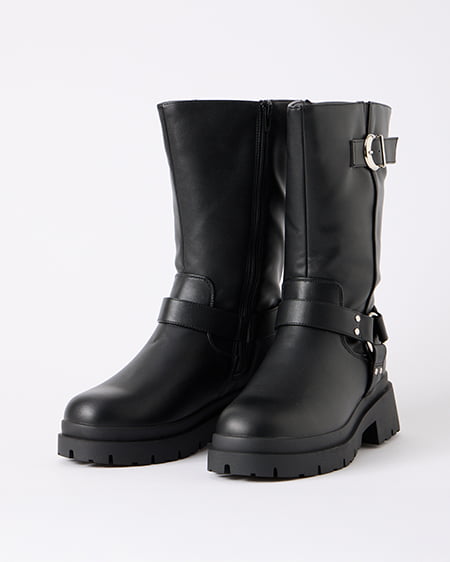 インヒール厚底バイカーブーツ(OUTLET)