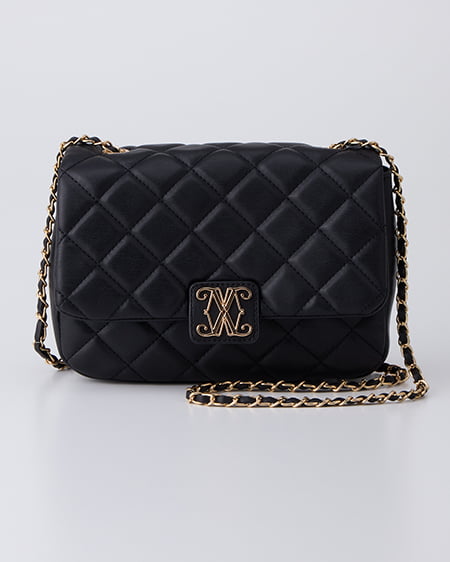 エンブレム付キルティングショルダーバッグ/A