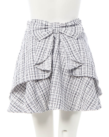 INGNI(イング) バックリボンツイードフレアスカパン オフ/ツイード