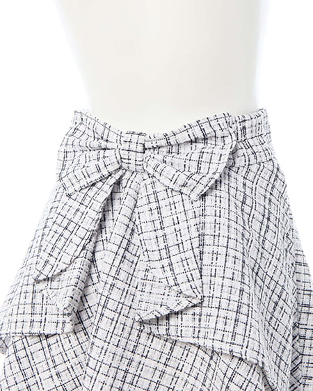 INGNI(イング) バックリボンツイードフレアスカパン オフ/ツイード