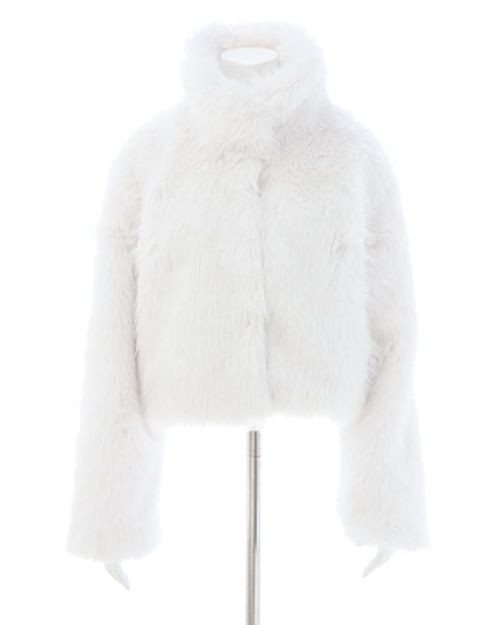 INGNI(イング) マグネットボタンスタンドカラーエコファーコート アイボリー