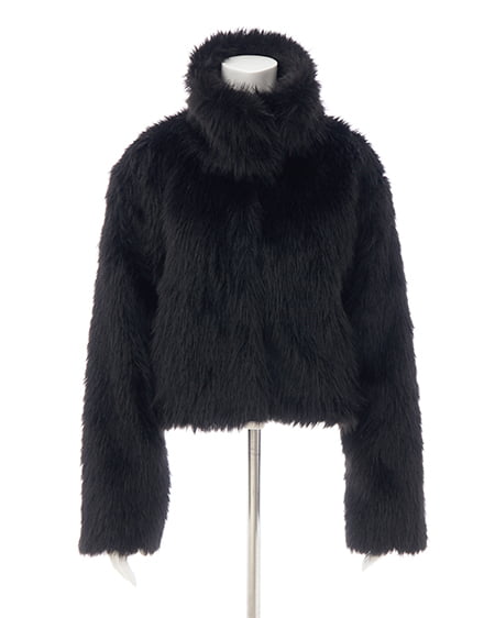 INGNI(イング) マグネットボタンスタンドカラーエコファーコート クロ