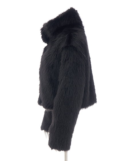 INGNI(イング) マグネットボタンスタンドカラーエコファーコート クロ