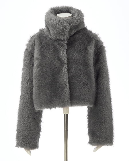 INGNI(イング) マグネットボタンスタンドカラーエコファーコート グレー/ミックスA