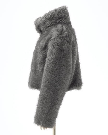 INGNI(イング) マグネットボタンスタンドカラーエコファーコート グレー/ミックスA