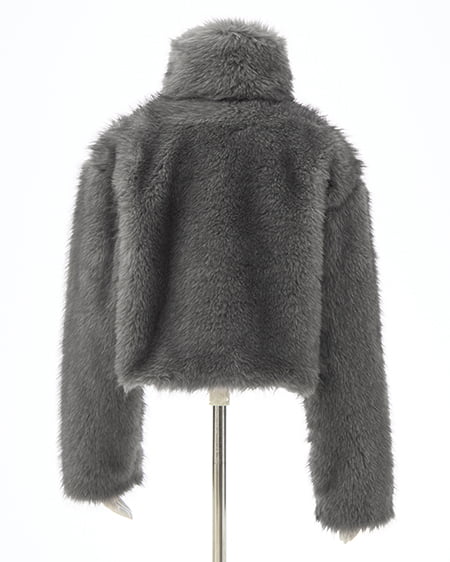 INGNI(イング) マグネットボタンスタンドカラーエコファーコート グレー/ミックスA