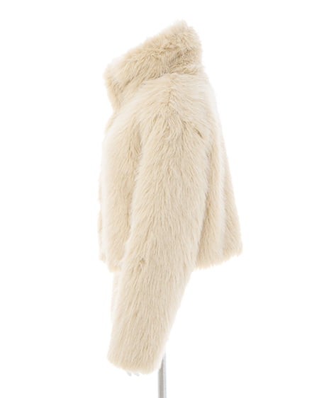 INGNI(イング) マグネットボタンスタンドカラーエコファーコート ベージュ