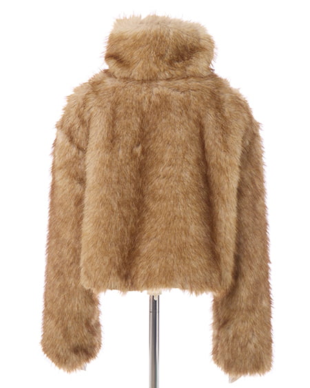 INGNI(イング) マグネットボタンスタンドカラーエコファーコート ブラウン/ミックス