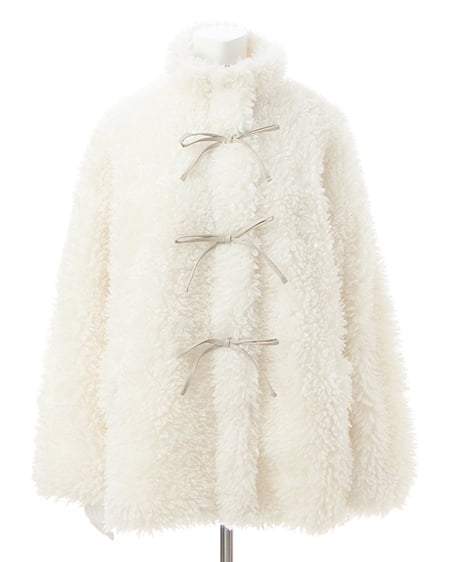 INGNI(イング) リボン取り外しスタンドボアブルゾン アイボリー