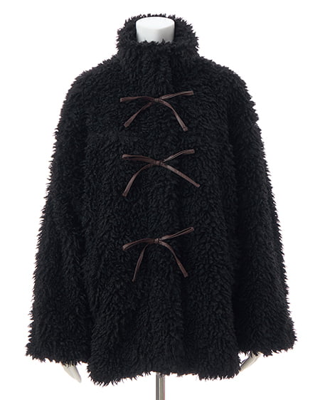 INGNI(イング) リボン取り外しスタンドボアブルゾン クロ