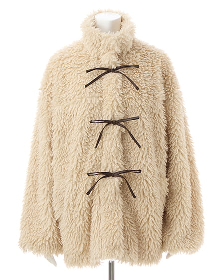 INGNI(イング) リボン取り外しスタンドボアブルゾン ベージュ