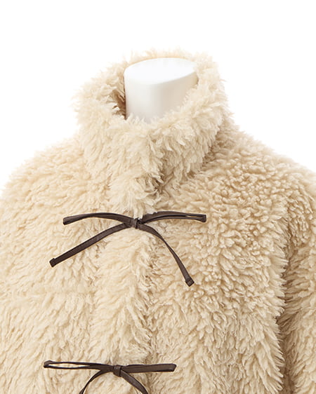 INGNI(イング) リボン取り外しスタンドボアブルゾン ベージュ