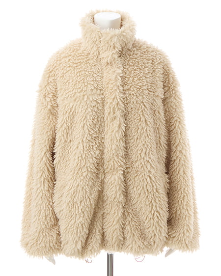 INGNI(イング) リボン取り外しスタンドボアブルゾン ベージュ