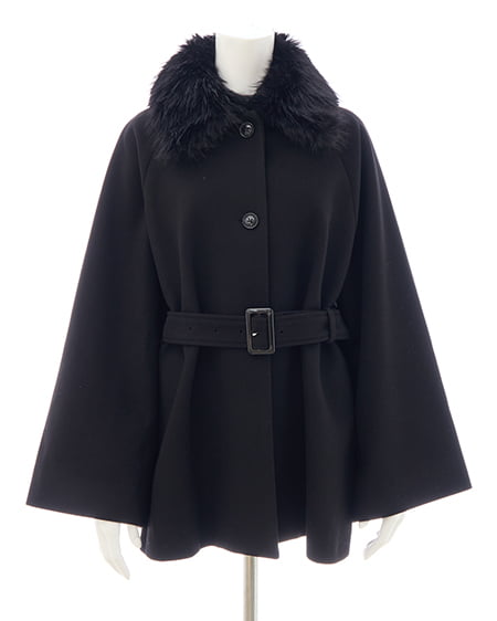 INGNI(イング) エコファー取り外しケープライクコート クロ