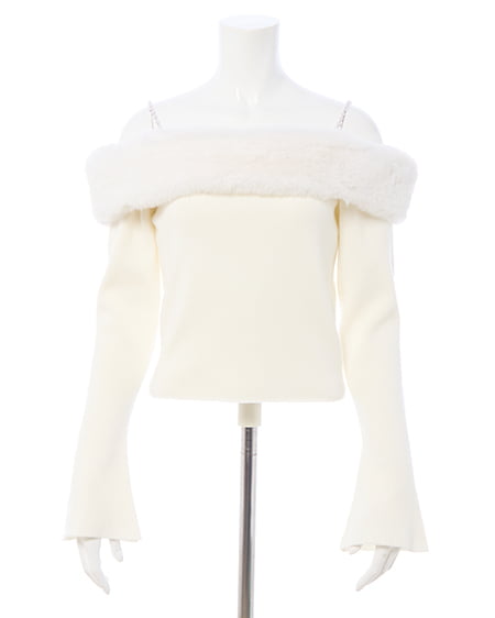 INGNI(イング) 2Wayエコファーオフショルニット アイボリー