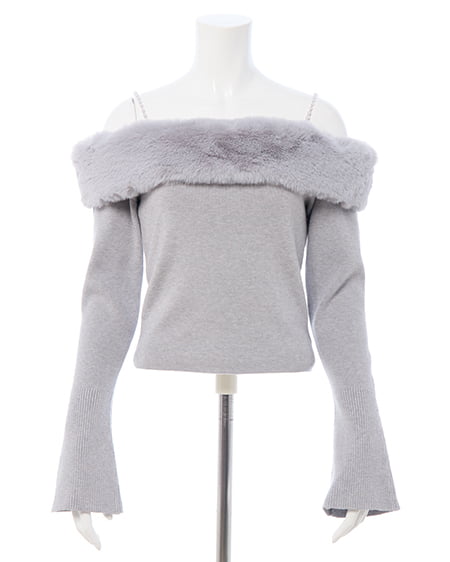 INGNI(イング) 2Wayエコファーオフショルニット グレー