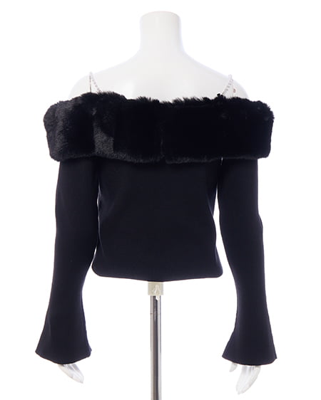 INGNI(イング) 2Wayエコファーオフショルニット クロ