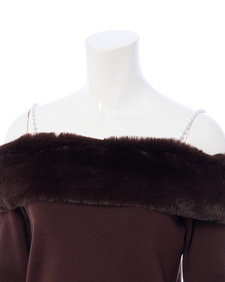 INGNI(イング) 2Wayエコファーオフショルニット ブラウン