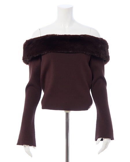 INGNI(イング) 2Wayエコファーオフショルニット ブラウン