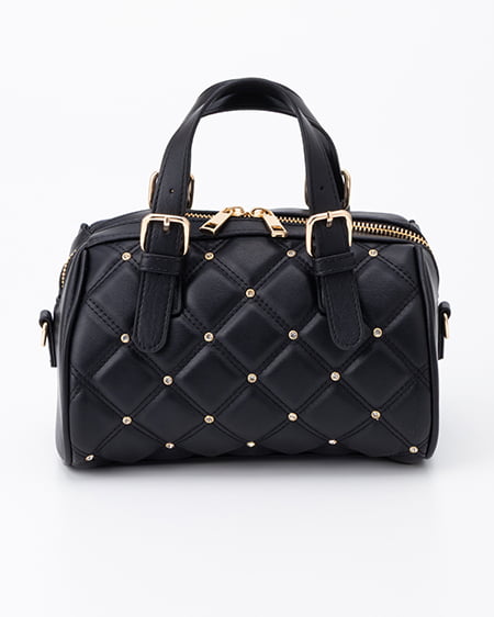 ビジューキルティングボストンバッグ