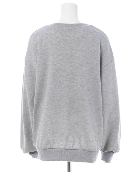 INGNI(イング) 装飾リボン付ねこスウェットトップス グレー