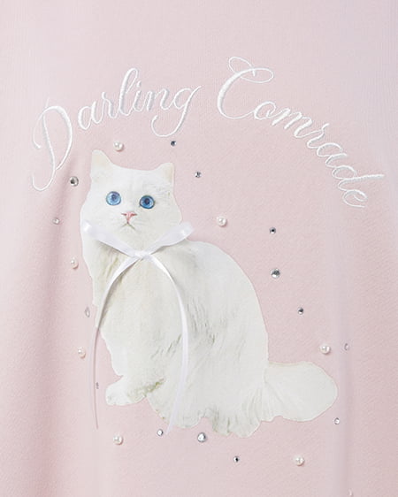 INGNI(イング) 装飾リボン付ねこスウェットトップス ライトピンク