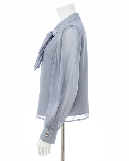 INGNI(イング) シアーボウタイブラウス ブルーグレー