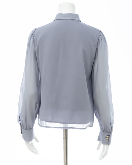 INGNI(イング) シアーボウタイブラウス ブルーグレー