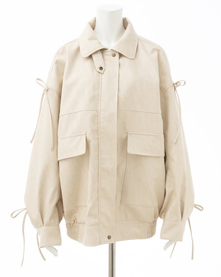 INGNI(イング) マルチWayリボンフェイクレザービッグブルゾン アイボリー