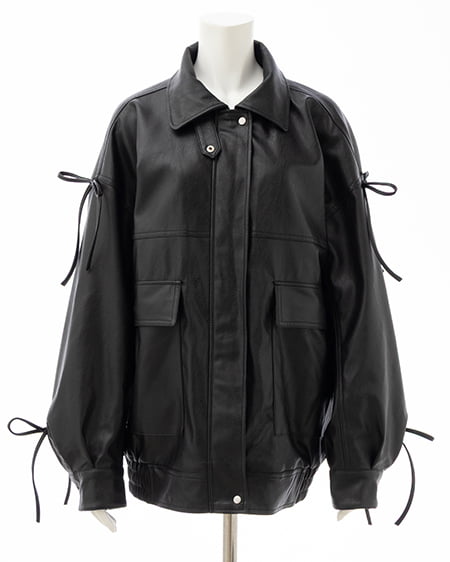 INGNI(イング) マルチWayリボンフェイクレザービッグブルゾン クロ